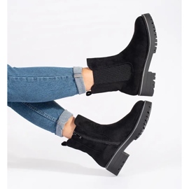 Bottines plates en daim noires avec empiècement élastique le noir 1