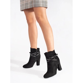 Shelvt Bottines femme en daim noir sur le poteau le noir 2