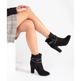 Shelvt Bottines femme en daim noir sur le poteau le noir 4