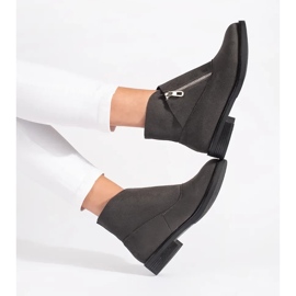 Shelvt Bottines plates grises avec fermeture éclair 1