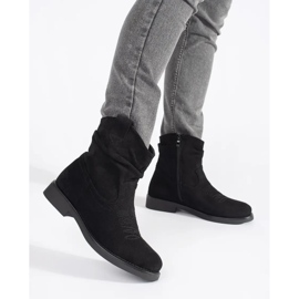 Shelvt Santiags femme en daim noir le noir 4