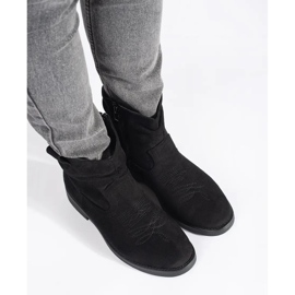 Shelvt Santiags femme en daim noir le noir 1
