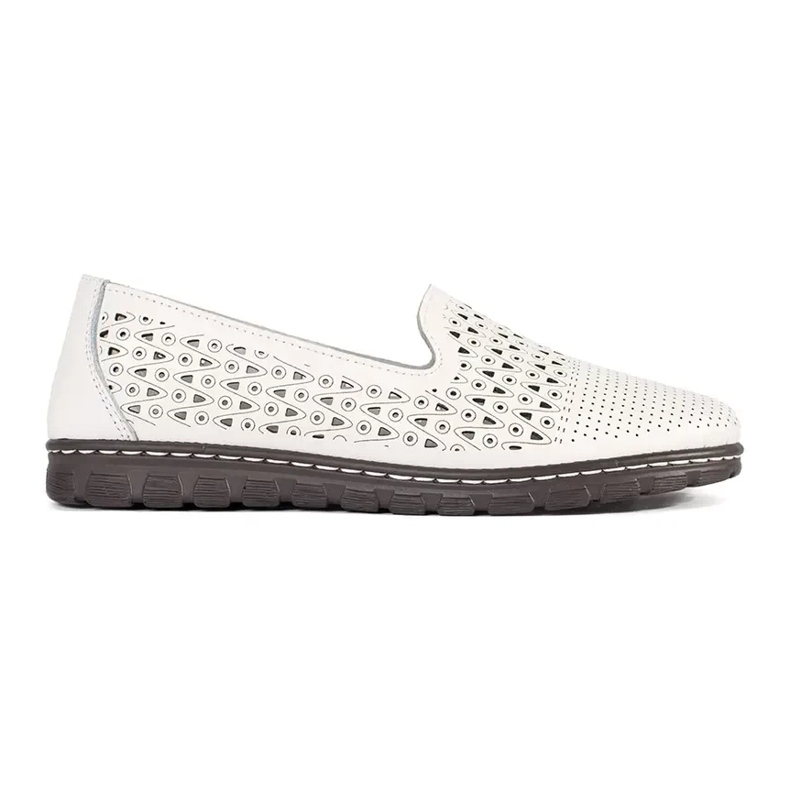 Goodin Chaussures de ballerines en cuir blanc confortable Openwork confortable blanche 1