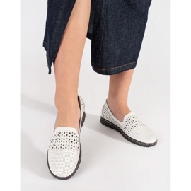 Goodin Chaussures de ballerines en cuir blanc confortable Openwork confortable blanche 2