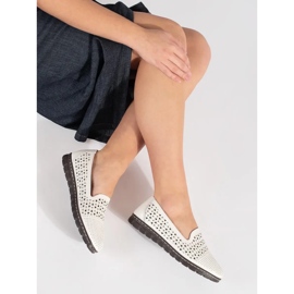 Goodin Chaussures de ballerines en cuir blanc confortable Openwork confortable blanche 4
