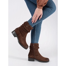 Bottines marron avec tige en cuir à volants par Sergio Leone brun 1 Bottines marron avec tige en cuir à volants par Sergio Leone brun 1