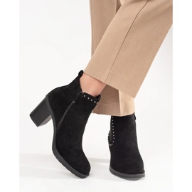 Bottes en daim noir sur le poteau décoré de strass le noir 3