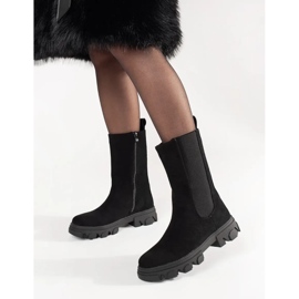 Bottes de chèse en daim noir le noir 1
