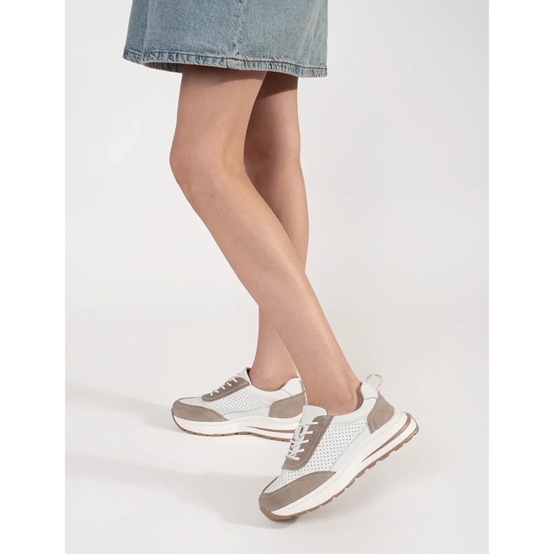 Goodin Chaussures de sport en cuir en cuir sur une semelle blanche épaisse 1