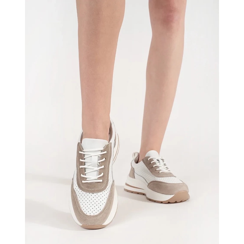 Goodin Chaussures de sport en cuir en cuir sur une semelle blanche épaisse 2