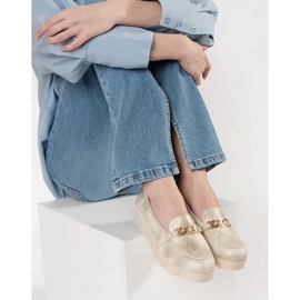 Goodin Mocassins de coin doré avec une chaîne d'or 2