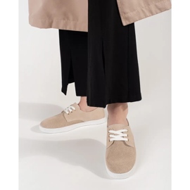 Goodin Baskets ouvertes beige en cuir naturel 2