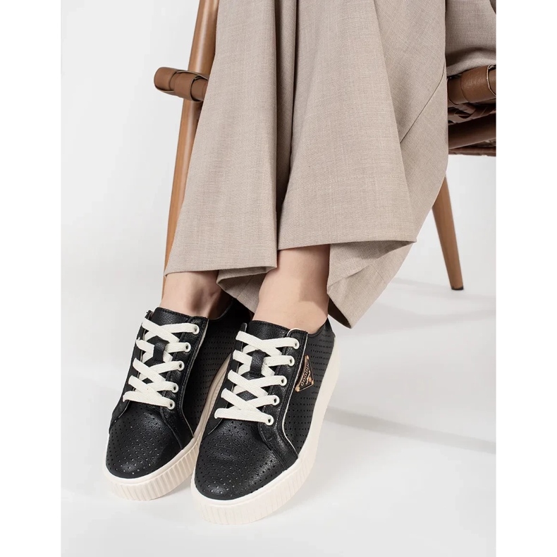 Goodin Baskets en cuir noir sur la plate-forme le noir 2