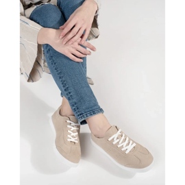 Goodin Baskets pour femmes en cuir beige 1