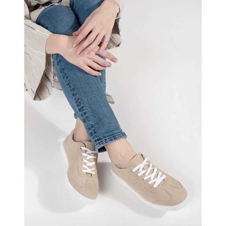 Goodin Baskets pour femmes en cuir beige 1