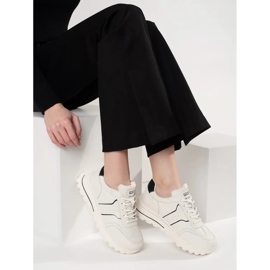Goodin Chaussures de sport en cuir sur une semelle épaisse blanc 2