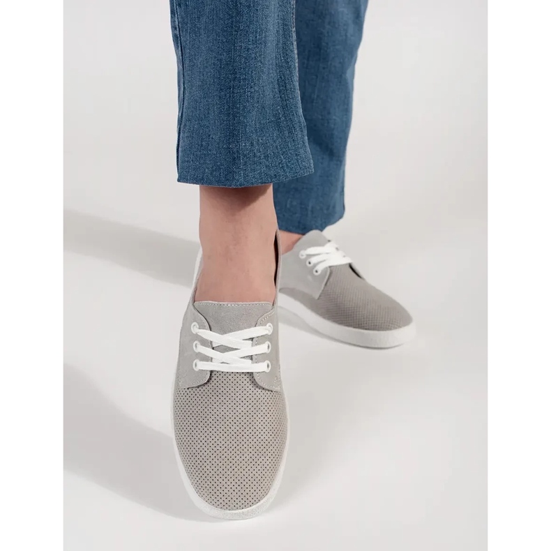 Goodin Baskets gris ouverts en cuir naturel 1 Goodin Baskets gris ouverts en cuir naturel 1