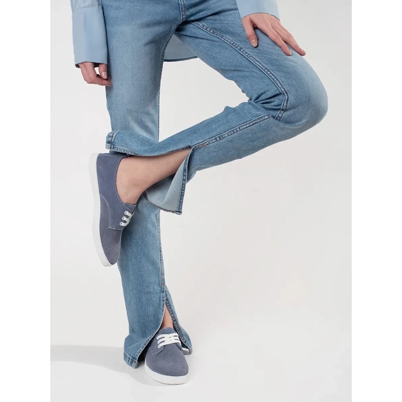 Goodin Baskets en cuir naturel en cuir naturel bleu 2