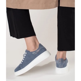 Goodin Baskets en cuir bleu sur une semelle épaisse 4