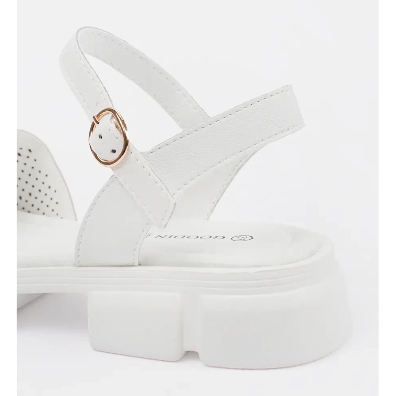 Goodin Sandales féminines blanches sur la plate-forme avec un ornement 1