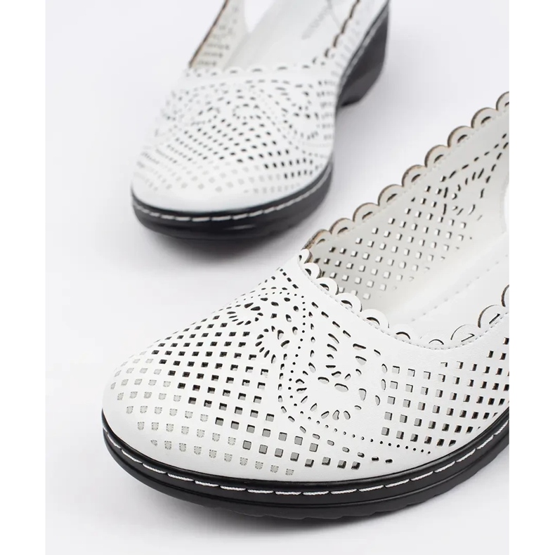 Goodin Sandales de coin blanc avec un talon ouvert 1