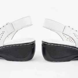 Goodin Sandales de coin blanc avec un talon ouvert 2