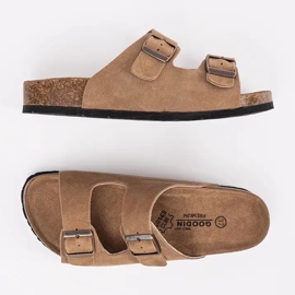 Goodin Les tongs en cuir marron brun 1