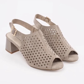 Goodin Sandales à talons hauts en daim ouvert beige 3