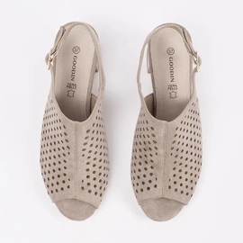 Goodin Sandales à talons hauts en daim ouvert beige 4