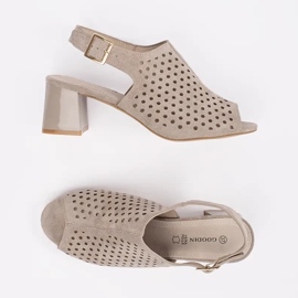 Goodin Sandales à talons hauts en daim ouvert beige 2