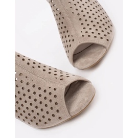 Goodin Sandales à talons hauts en daim ouvert beige 5