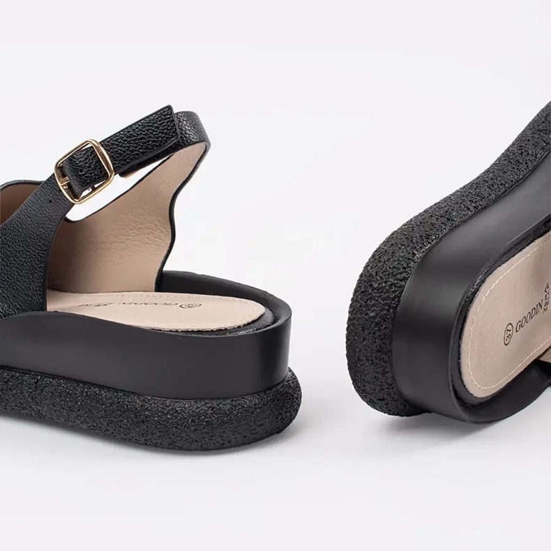 Goodin Sandales féminines confortables noires 1