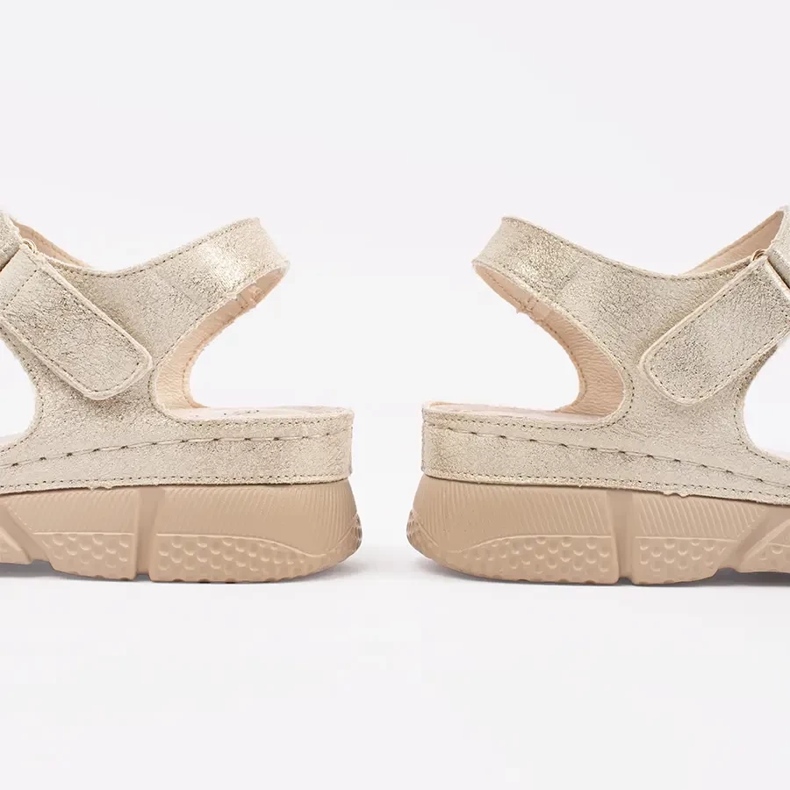 Goodin Sandales des femmes dorées avec un ornement 2