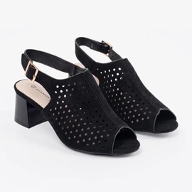 Goodin Black OpenWork Sanges Sandales à talons hauts le noir 2