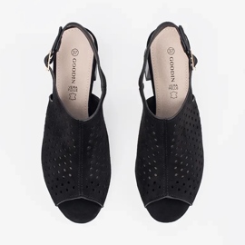Goodin Black OpenWork Sanges Sandales à talons hauts le noir 3
