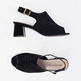 Goodin Black OpenWork Sanges Sandales à talons hauts le noir 4
