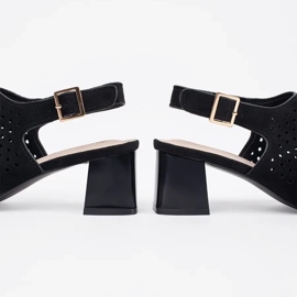 Goodin Black OpenWork Sanges Sandales à talons hauts noir 1