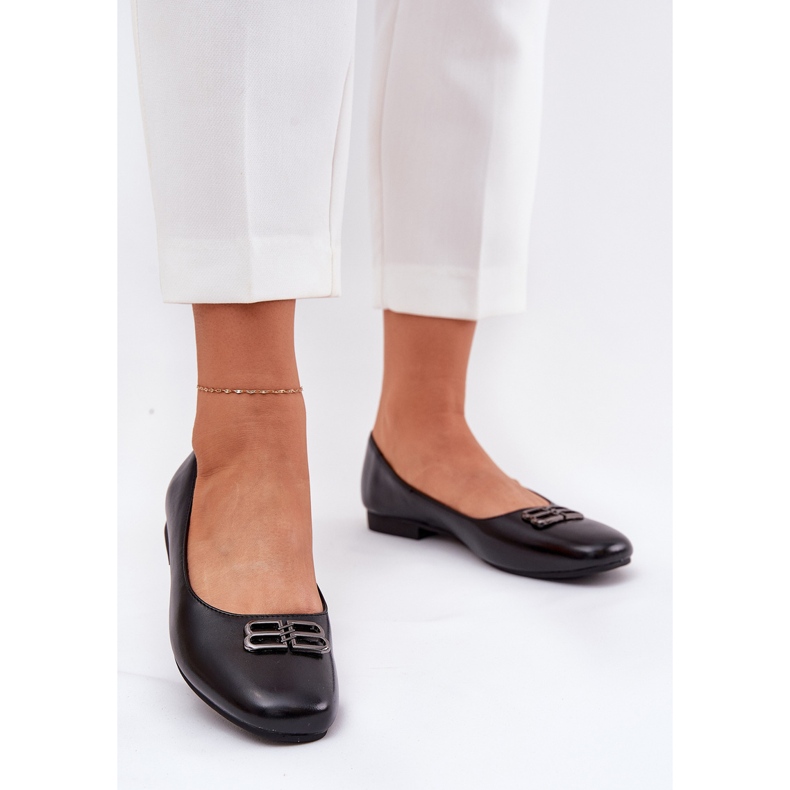 Vinceza Ballerines féminines élégantes avec décoration de Vincez 62206 Black le noir 2