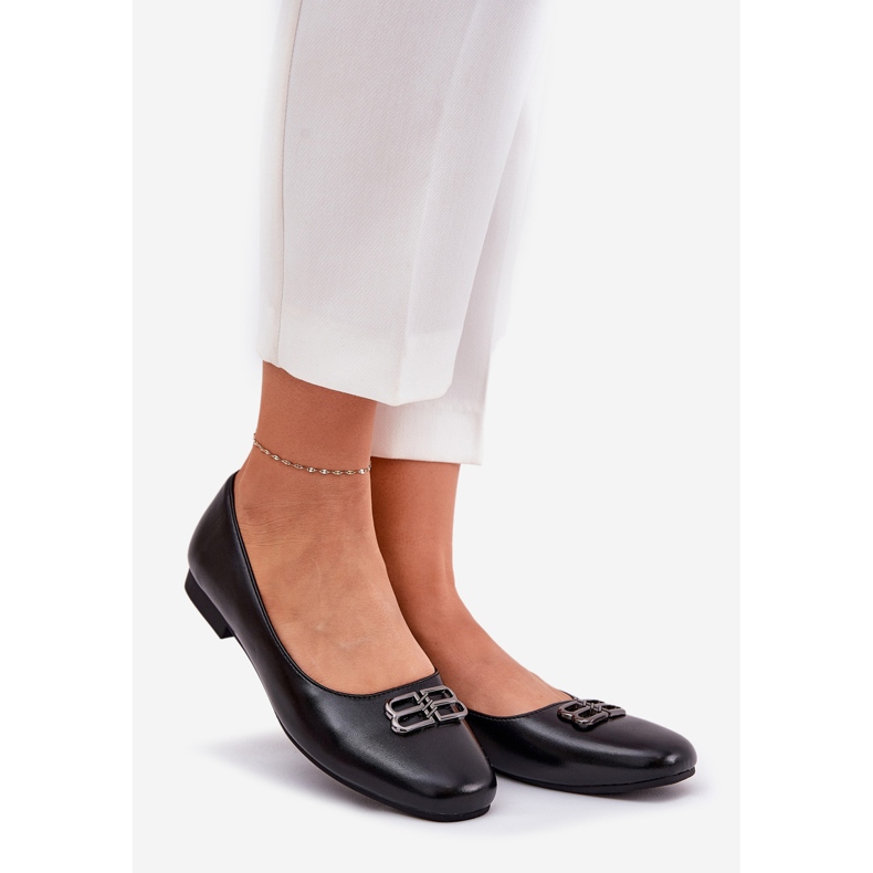 Vinceza Ballerines féminines élégantes avec décoration de Vincez 62206 Black le noir 1