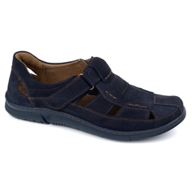 KOMODO Chaussures en cuir velcro 937 bleu marine 1