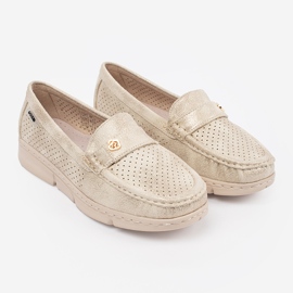 Goodin Mocassins d'or ouverte d'or avec un élément doré 3