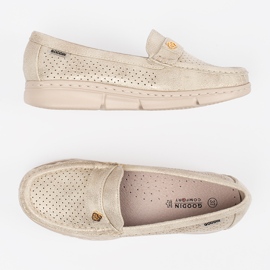 Goodin Mocassins d'or ouverte d'or avec un élément doré 1