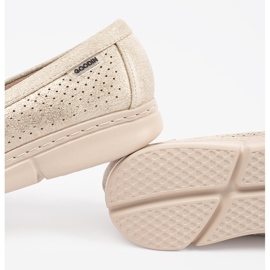 Goodin Mocassins d'or ouverte d'or avec un élément doré 2