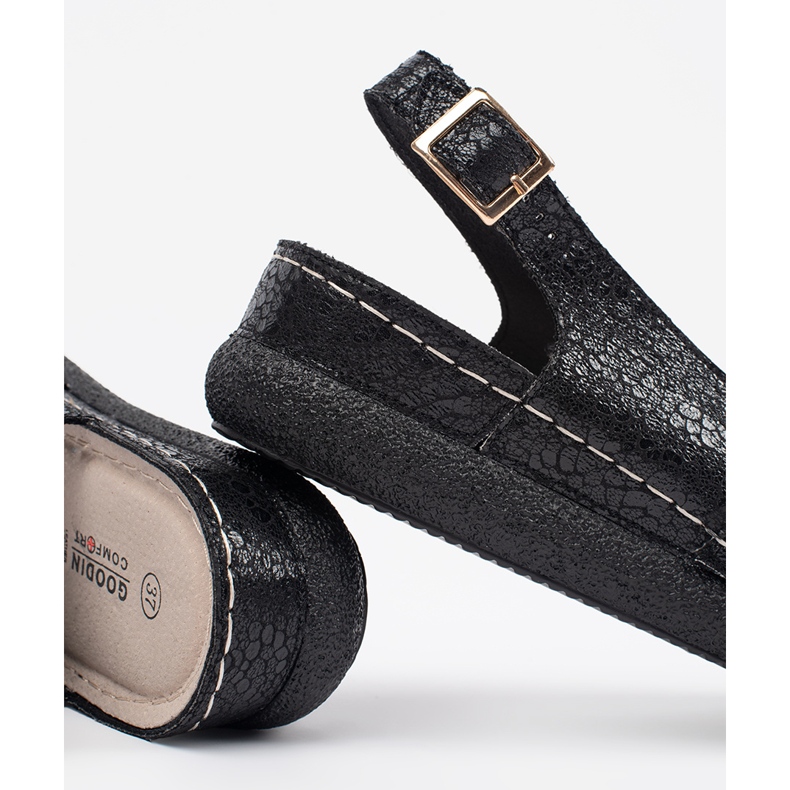 Goodin Sandales noires avec semelle intérieure en cuir le noir 1 Goodin Sandales noires avec semelle intérieure en cuir le noir 1