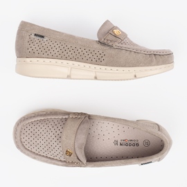 Goodin Mocassins ouverts beige sombres avec un élément doré 5