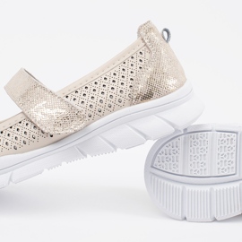 Goodin Ballerines sportives en cuir ouverte beige 2