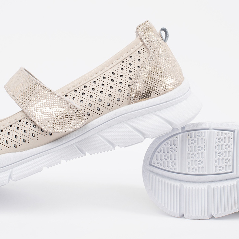 Goodin Ballerines sportives en cuir ouverte beige 2