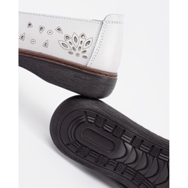 Goodin Chaussures en cuir de poinçonnage blanc avec un arc 2