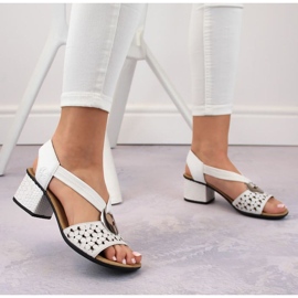 Sandales en cuir avec caoutchouc Rieker W RKR433 blanc blanche 8