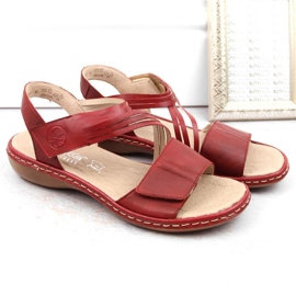 Sandales en cuir confortables Rieker W RKR685 rouge 7